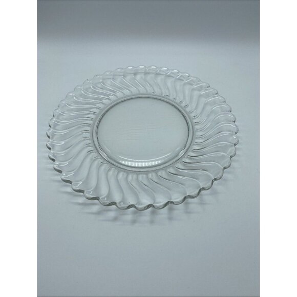Fostoria Colony Luncheon Plate 8.5” Clear Glass Swirls & Scallops - Picture 3 of 6